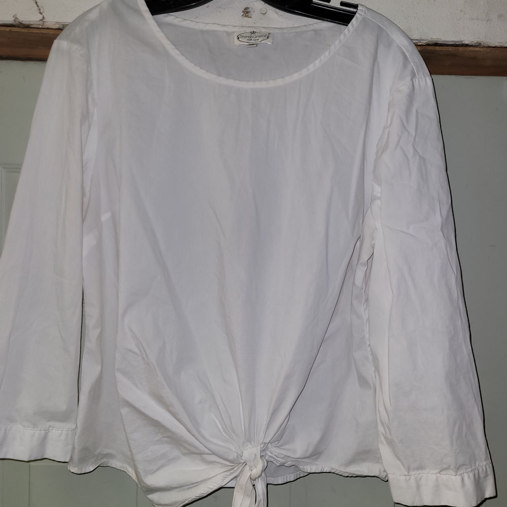 grand & greene White Long-Sleeve Tie-Front Blouse